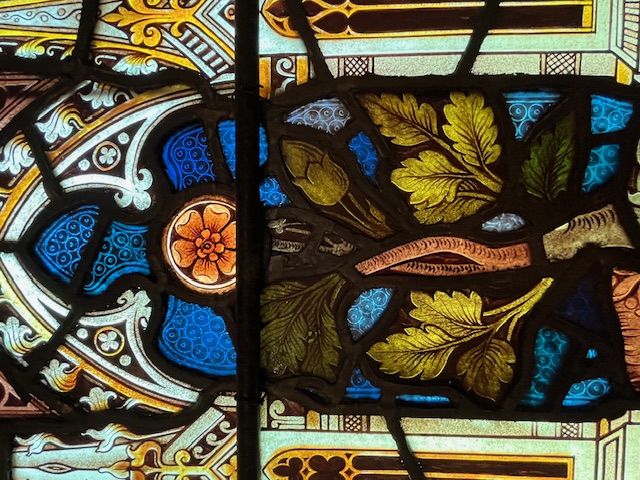 A richly colored stained-glass window